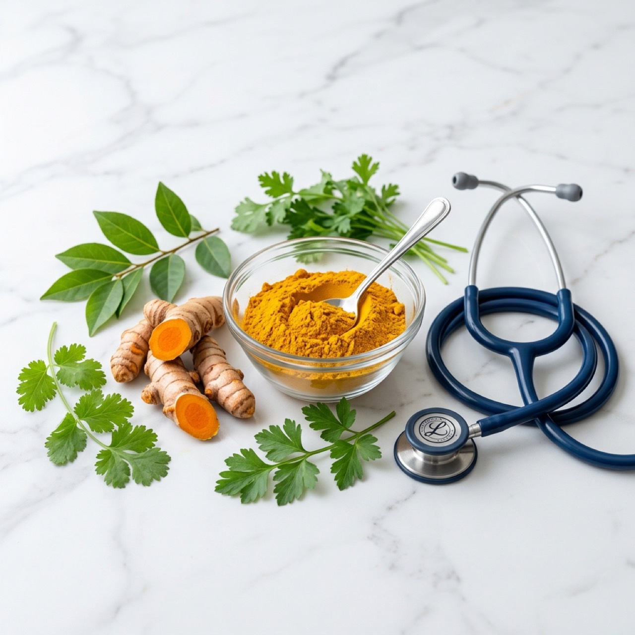Turmeric spice and curcumin capsules representing evidence and safety questions for supplements
