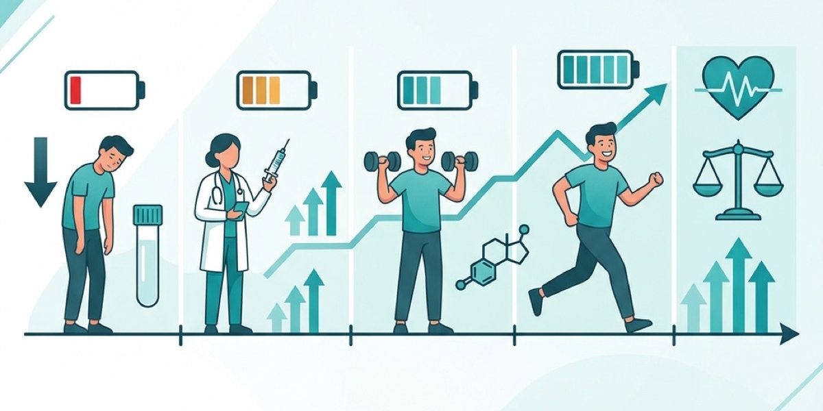 Calendar and medical notes representing a realistic timeline for testosterone therapy response