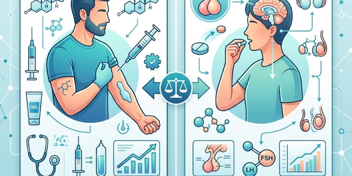 Medical comparison concept for TRT and clomiphene treatment options in men